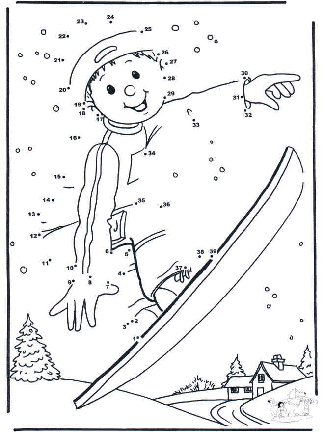 Free coloring pages Snowboarding - Fargeleggingstegning snebrett