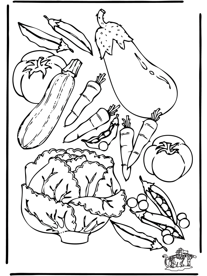 Free coloring pages vegatables - Grønnsaker og frukt