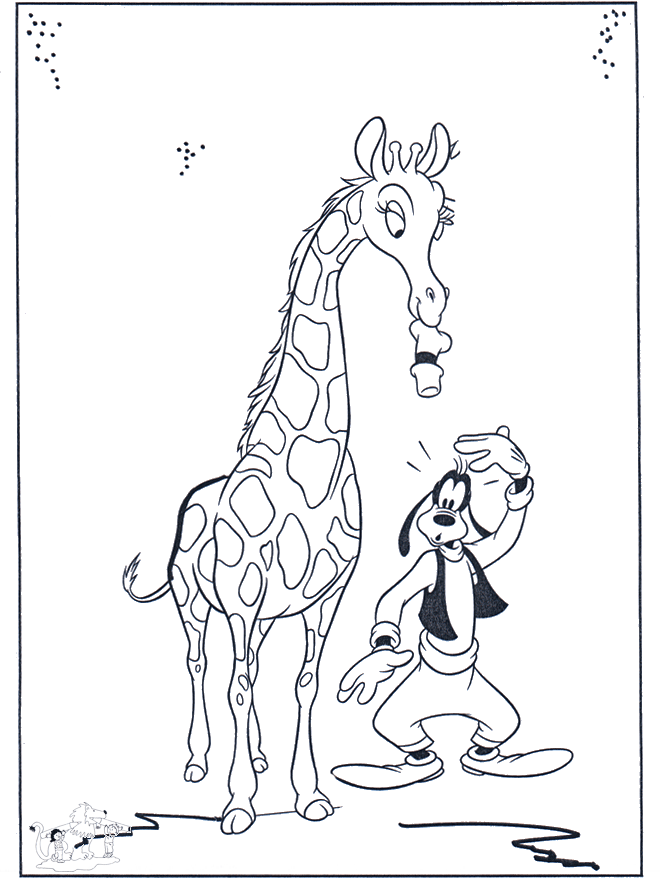 Giraffe and Goofy - Fargeleggingstegninger Disney