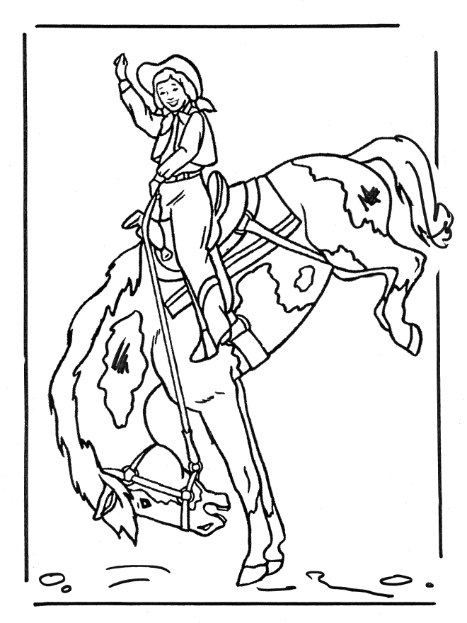 Girl on horse 2 - Fargeleggingstegninger hester