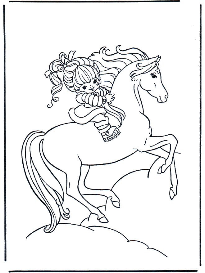 Girl on horse   - Fargeleggingstegninger hester