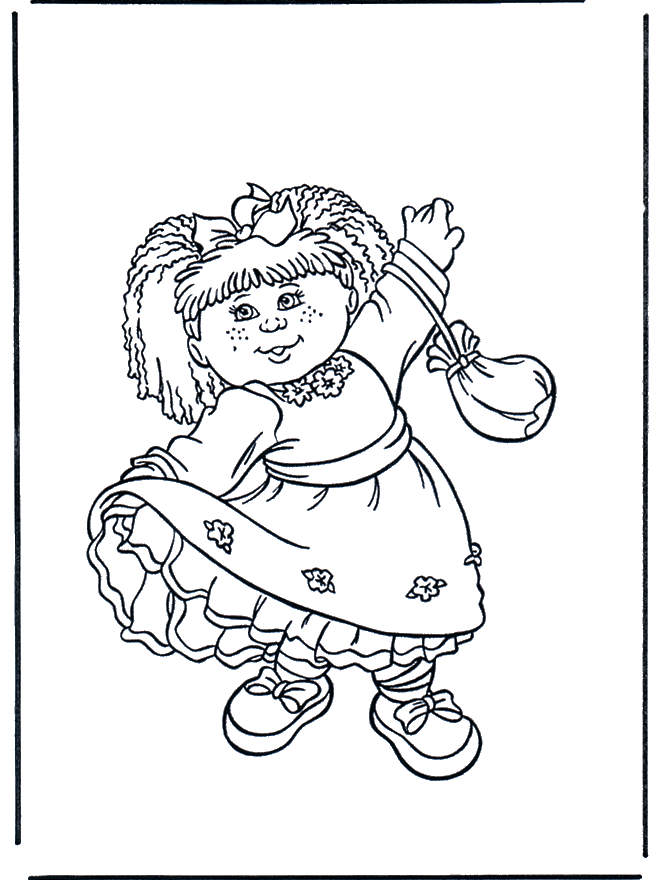 Girl with dress - Fargeleggingstegning småbarn