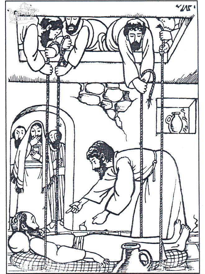 Haealing of the paralysed man 3 - Bibel fargeleggingstegninger nye testament