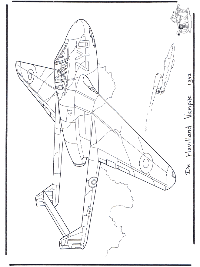 Havilland Vampire - Fargeleggingstegninger fly