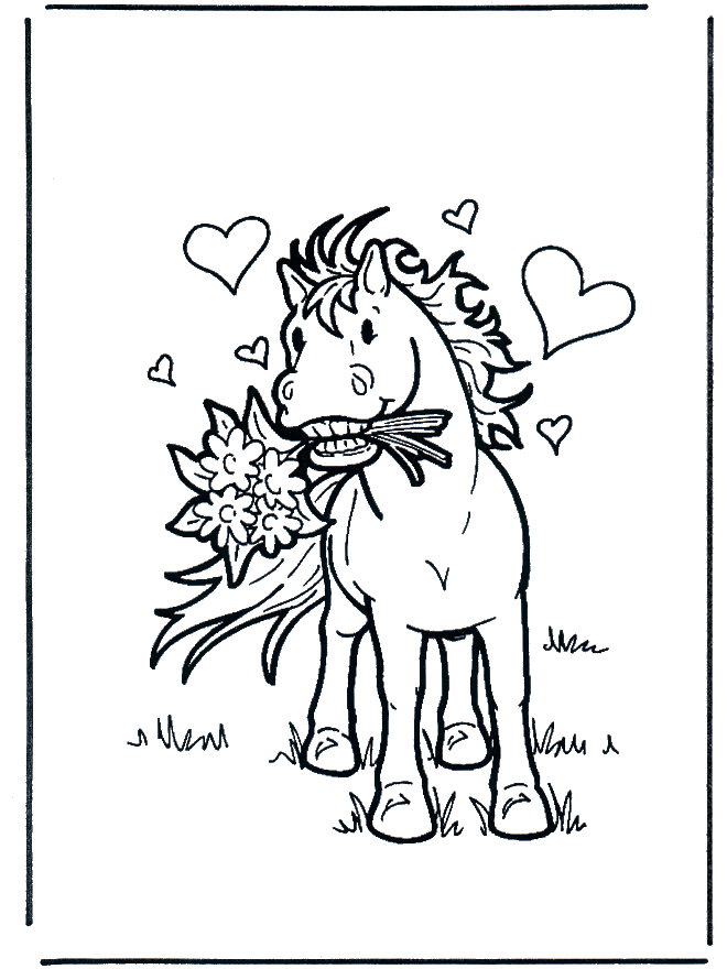 Horse in love - Fargeleggingstegninger hester