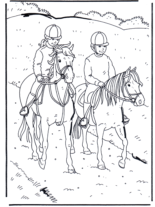 Horseriding 1 - Fargeleggingstegninger hester
