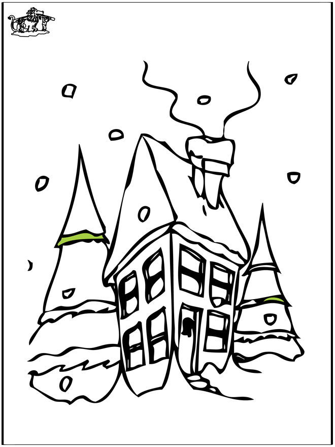 House in the snow 2 - Fargeleggingstegninger i og rundt huset