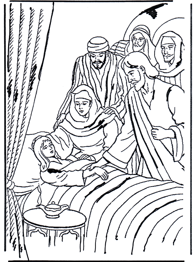 Jairus' daughter 1 - Bibel fargeleggingstegninger nye testament