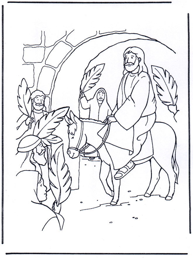 Jesus entry into Jerusalem 4 - Bibel fargeleggingstegninger Påske