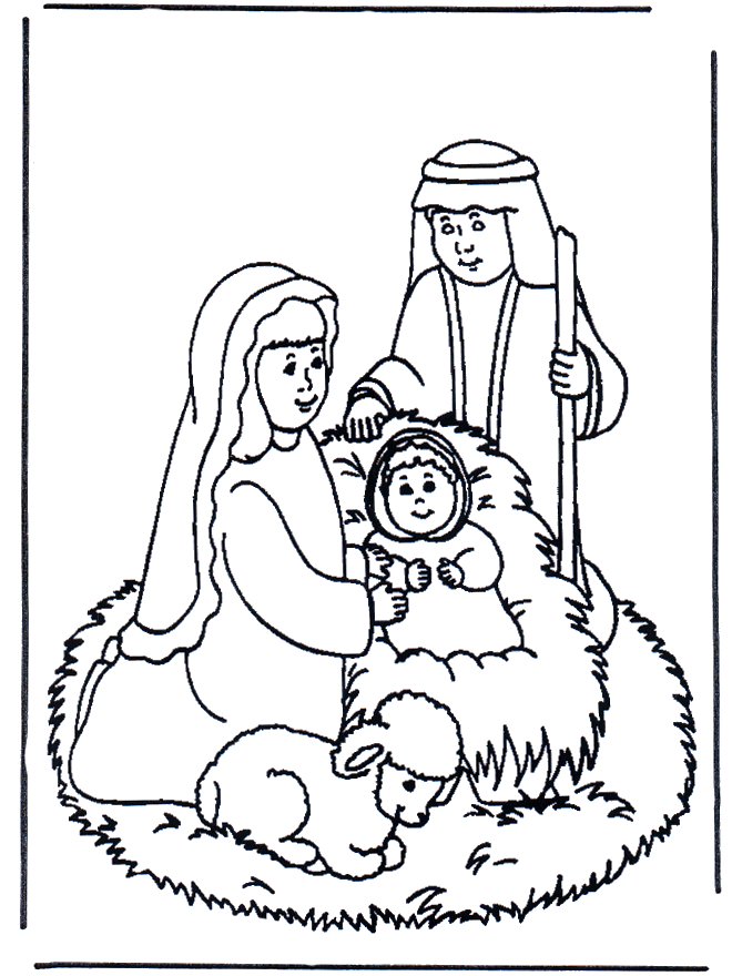 Jesus in the manger - Bibel fargeleggingstegninger Jul
