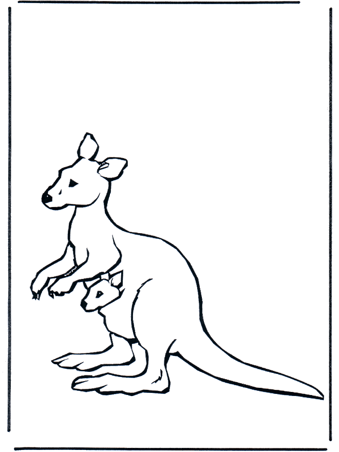 Kangaroo with baby - Fargeleggingstegninger dyrehage