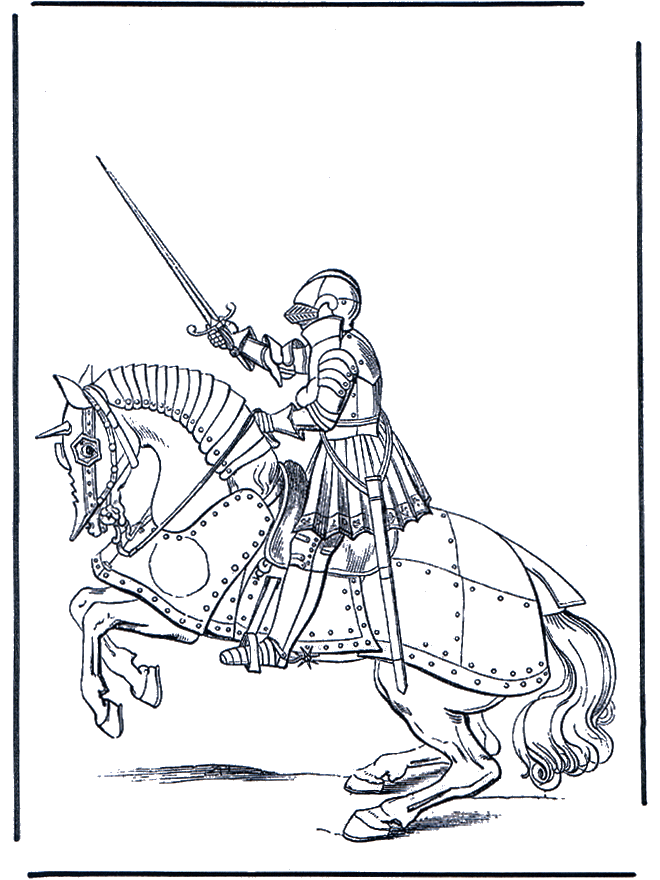 Knight on a horse - Fargeleggingstegninger riddere