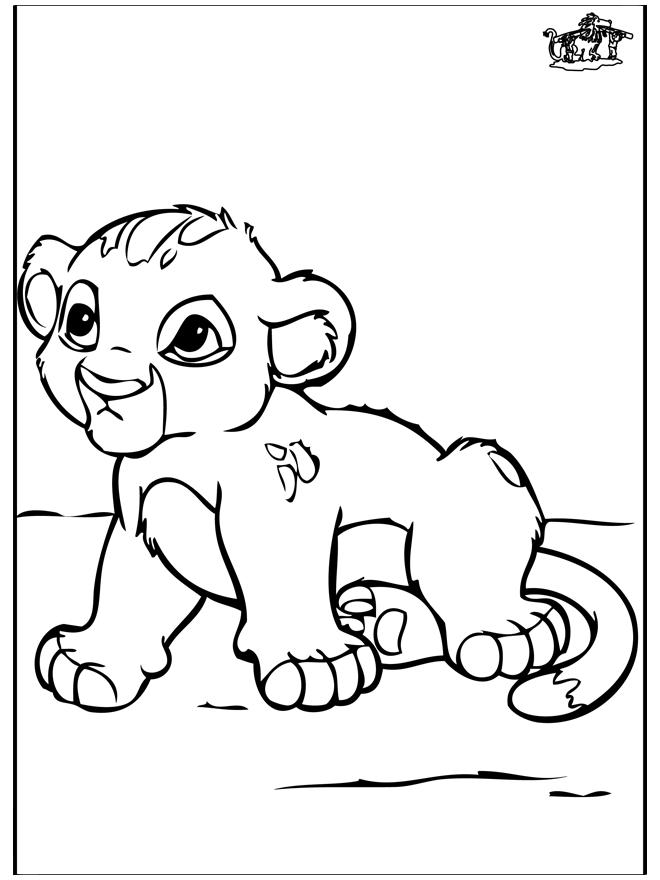 Little baby lion - Fargeleggingstegninger katteaktige dyr