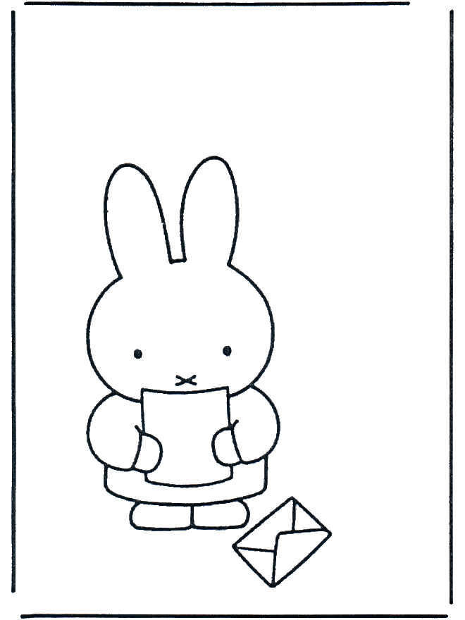 Little rabbit with letter - Miffy fargeleggingstegning