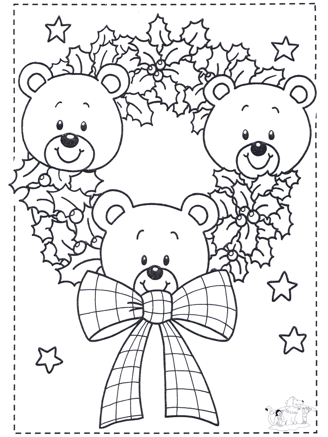 Little x-mas bears - Fargeleggingstegninger Jul