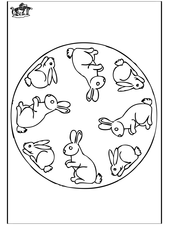 Mandala Easterbunny - Fargeleggingstegninger Påske