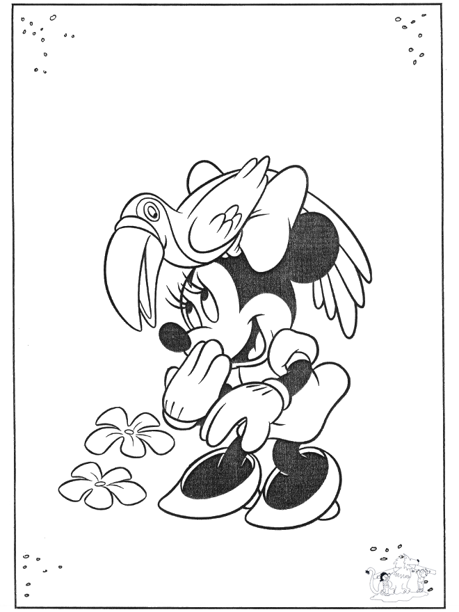 Mickey and parrot - Fargeleggingstegninger Disney