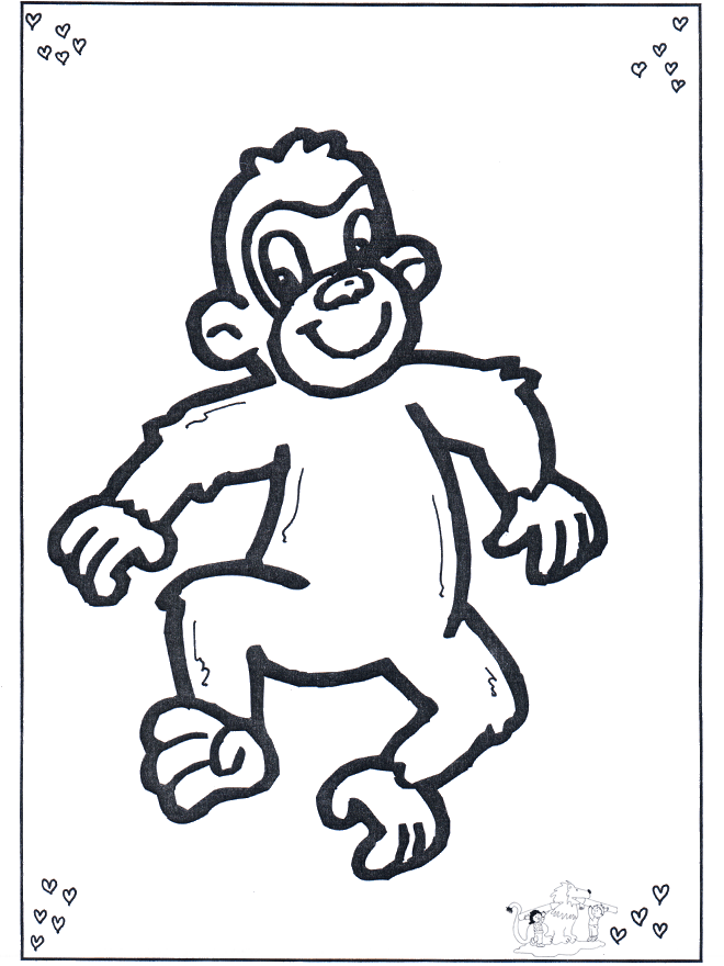 Monkey 3 - Fargeleggingstegninger dyrehage