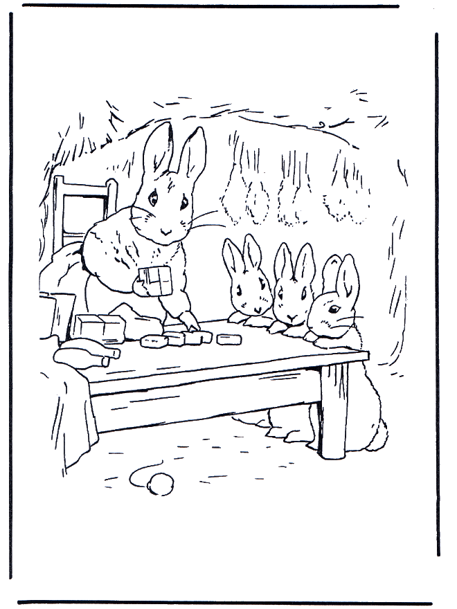 Mother Rabbit 1 - Fargeleggingstegning Peter Rabbit