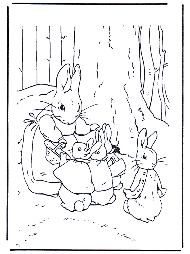 Mother Rabbit 2 - Fargeleggingstegning Peter Rabbit