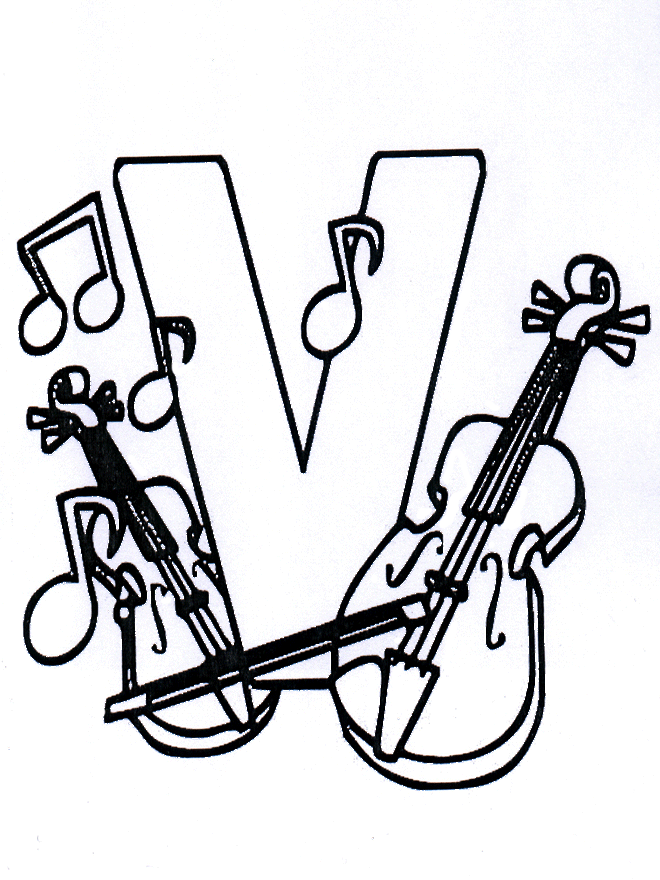 Music alphabet V - Fargeleggingstegning alfabet