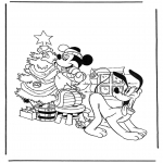 Tegneseriefigurer - Pluto and Mickey with christmastree