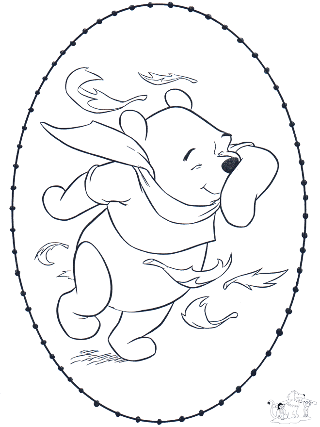 Pooh stitchingcard 1 - Kreativ med tegneseriefigur broderkort