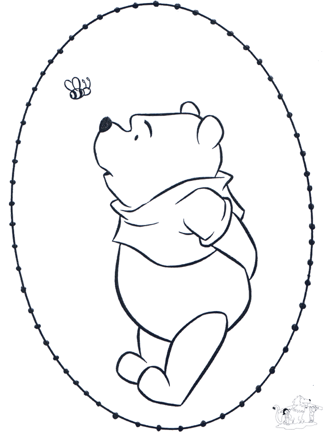 Pooh stitchingcard 2 - Kreativ med tegneseriefigur broderkort