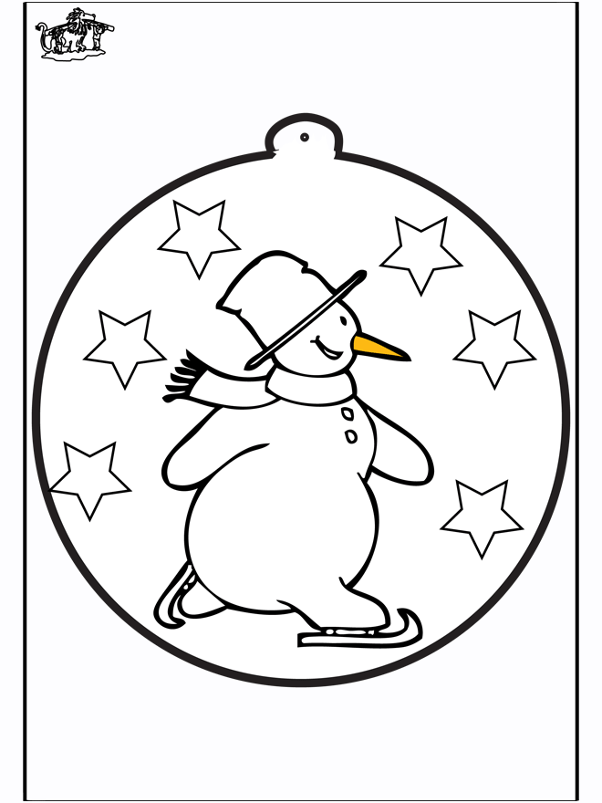Pricking card snowman 1 - Fargeleggingstegninger skøyter