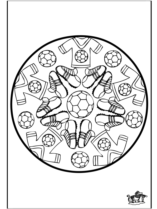 Prikkaart voetbal - Crafts pricking card Mandala