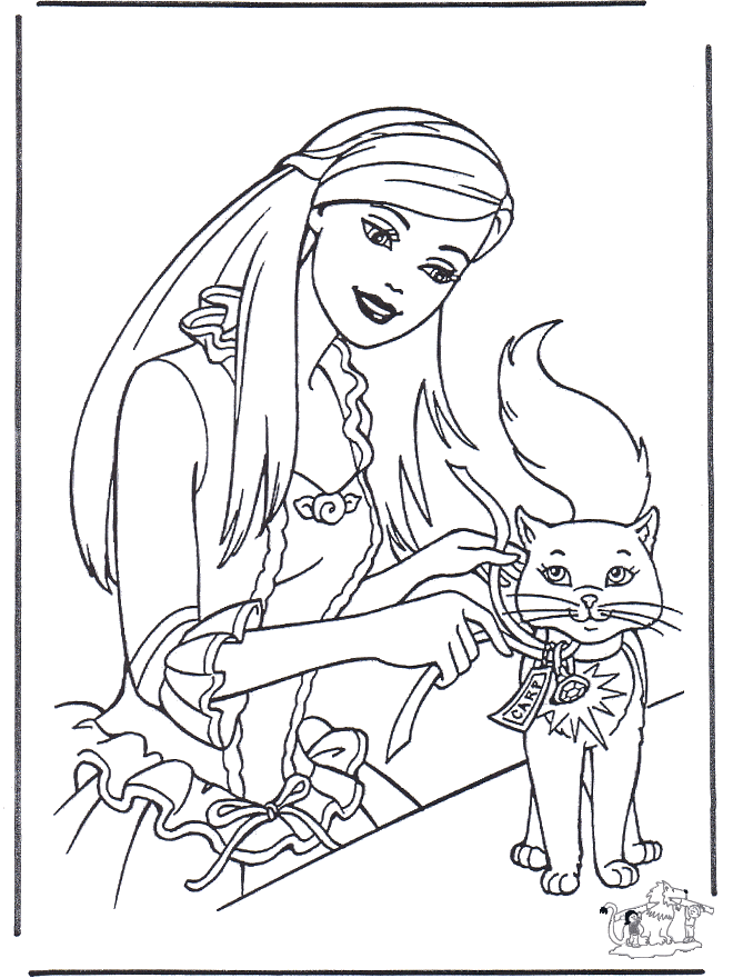 Prinses en kat - Eventyr fargeleggingstegninger