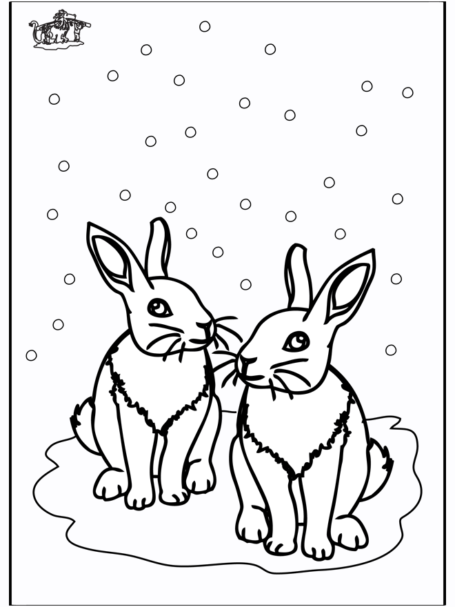 Rabbits - Fargeleggingstegninger vinterdyr