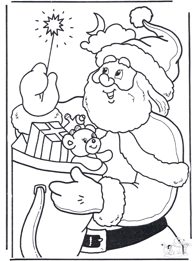 Santa Claus with staff - Fargeleggingstegninger Jul
