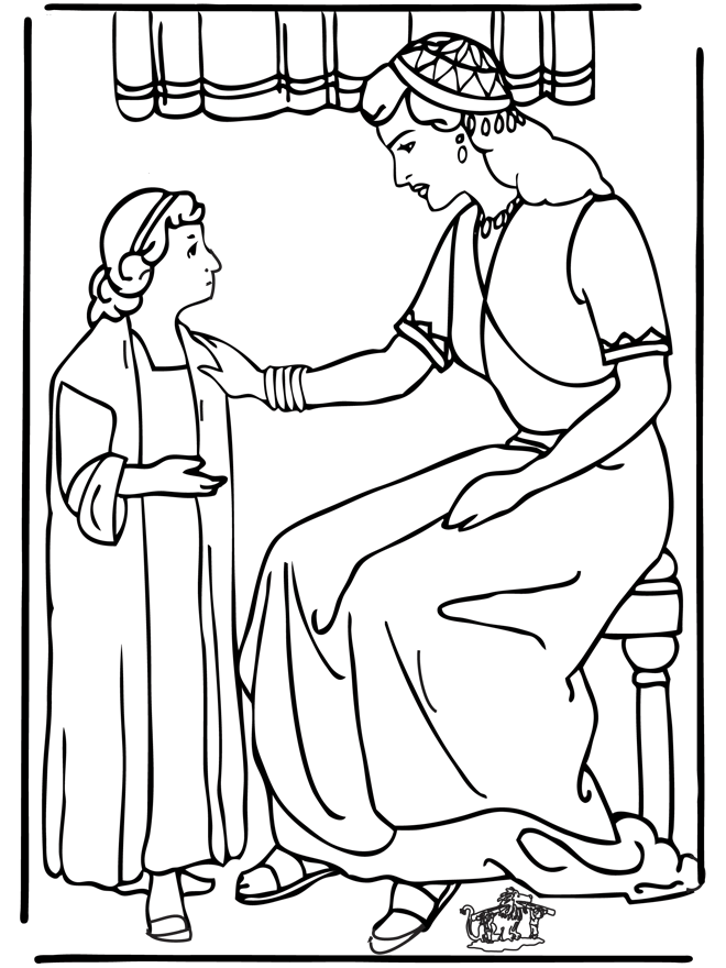 Servant girl Naäman - Bibel fargeleggingstegninger gamle testament
