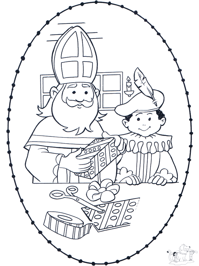 Sinterklaas borduurkaart 1 - Kreativ med tegneseriefigur broderkort