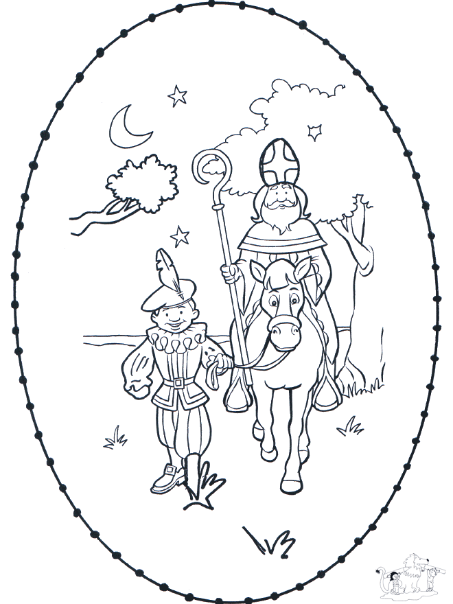 Sinterklaas borduurkaart 3 - Kreativ med tegneseriefigur broderkort