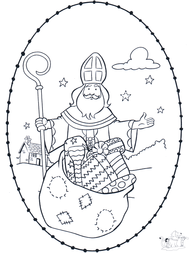 Sinterklaas borduurkaart 4 - Kreativ med tegneseriefigur broderkort