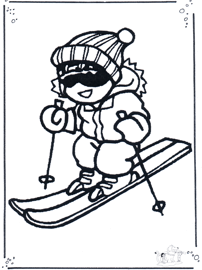 Skiing 2 - Fargeleggingstegning idrett