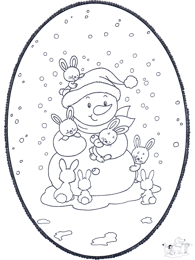 Snowman prickingcard - Crafts comic charactors