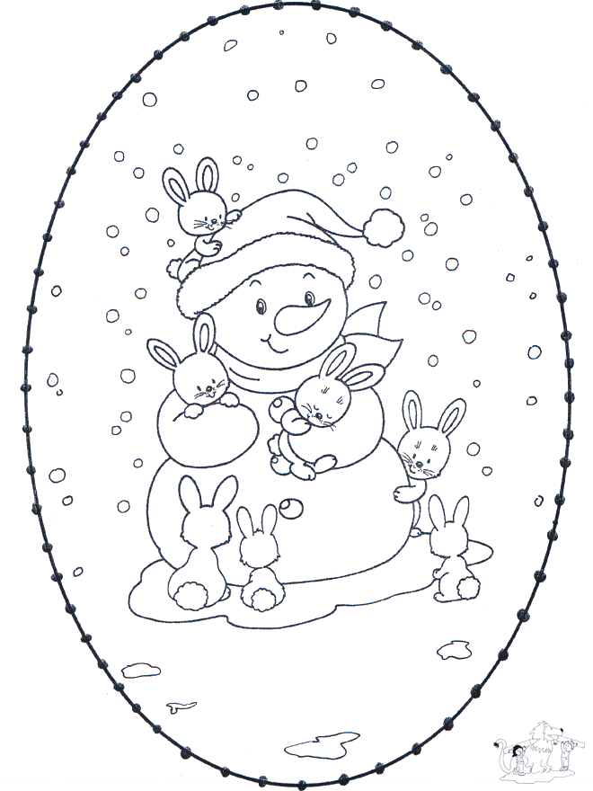 Snowman stitchingcard - Kreativ med tegneseriefigur broderkort