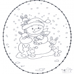 Broderkort - Snowman stitchingcard