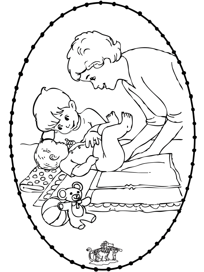 Stitchingcard baby 1 - Fargeleggingstegninger baby