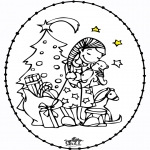 Broderkort - Stitchingcard Girl and Christmastree