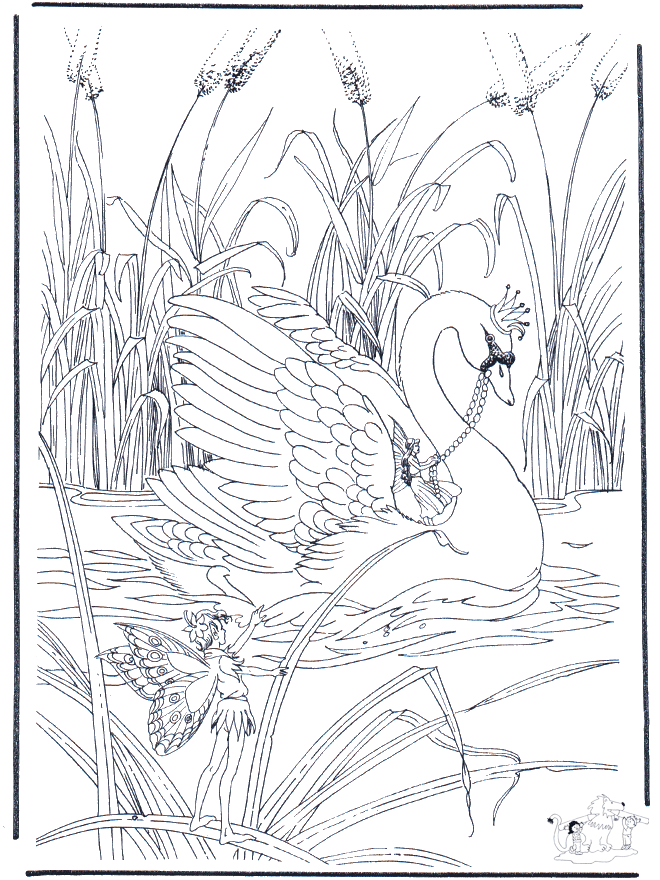 Swan - Fargeleggingstegninger fugler