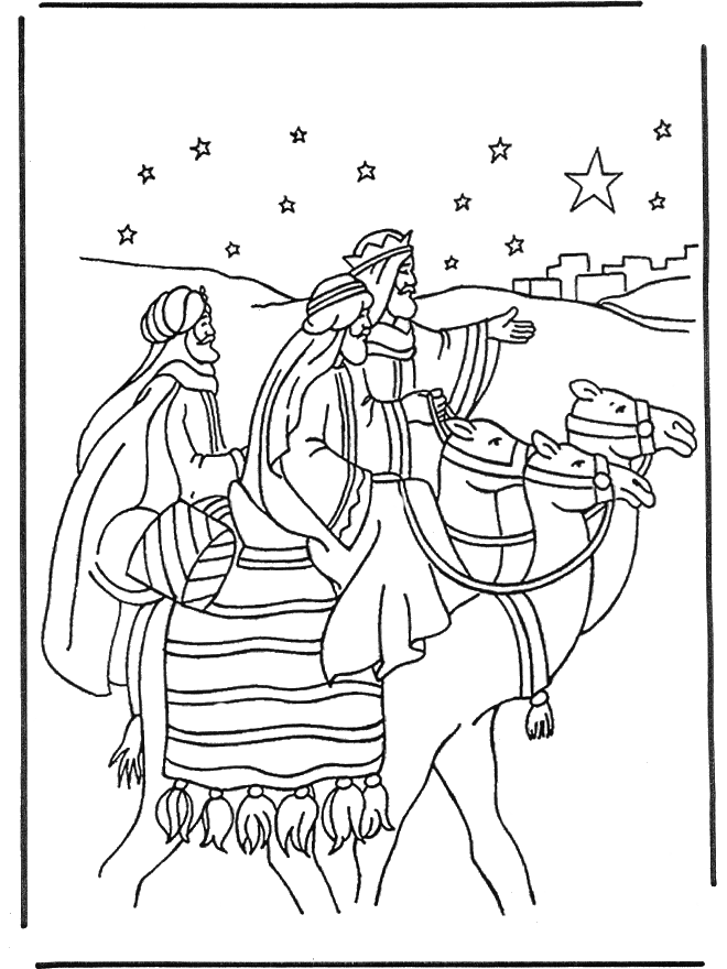 Three wise men 1 - Bibel fargeleggingstegninger Jul