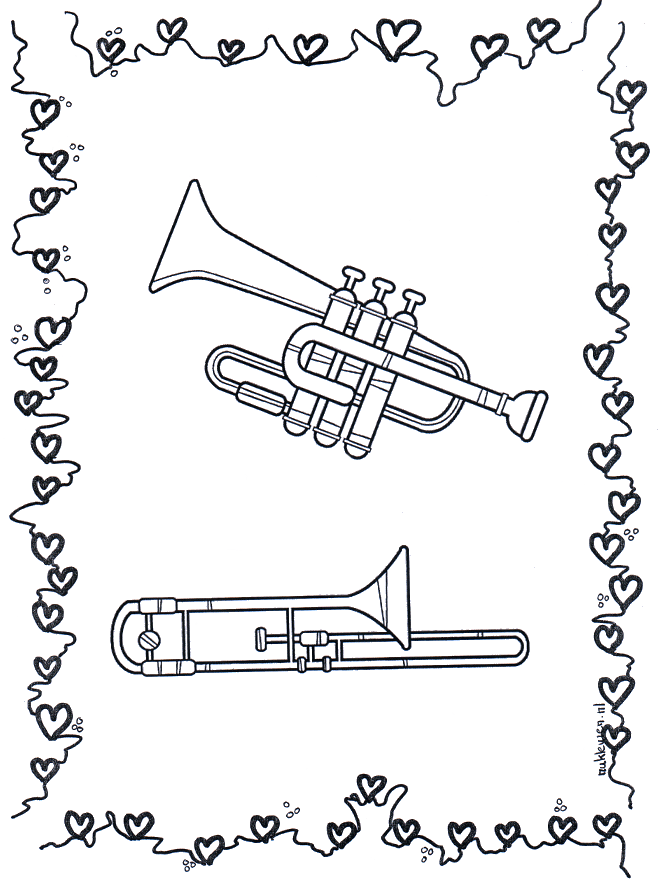 Trumpet and trombone - Fargeleggingstegninger musikk