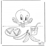 Tegneseriefigurer - Tweety eats
