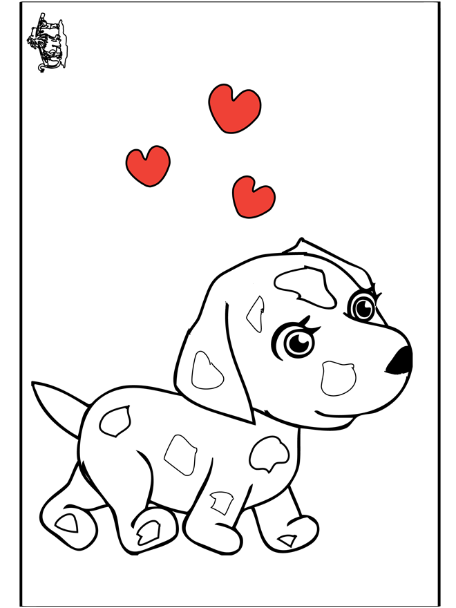 Valentine Dog - Fargeleggingstegninger Valentinsdag