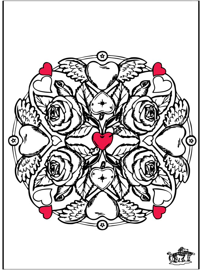 Valentine Flowers - Fargeleggingstegninger Valentinsdag