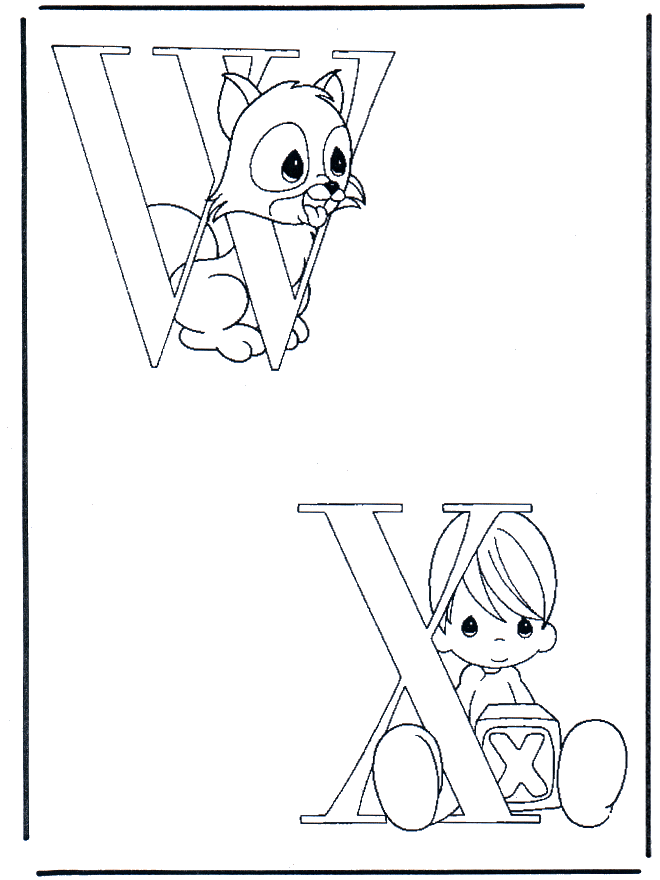 W and X - Fargeleggingstegning alfabet